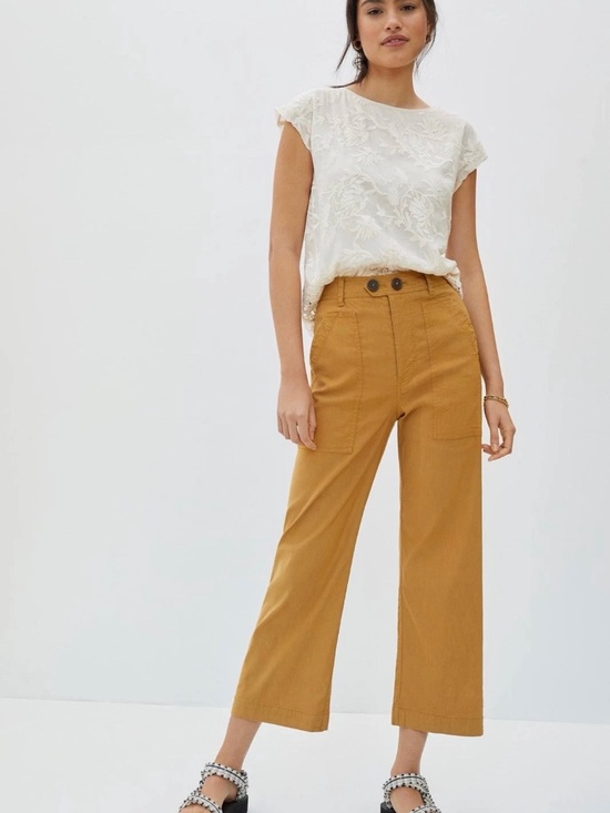 Maeve Pants - Anthropologie Maeve Colette Wide-Leg Cropped Pants Size 0